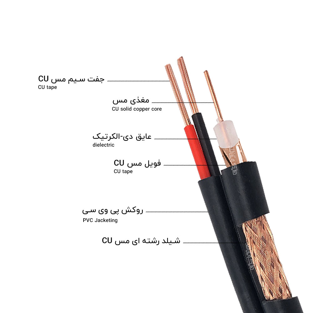 کابل دوربین مداربسته ترکیبی RG59 ظرفیت ۳۰۵ متر CCA